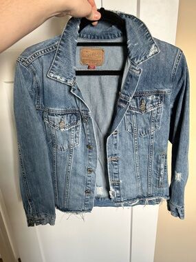 Lucky Brand Light Blue Distressed Denim Jacket